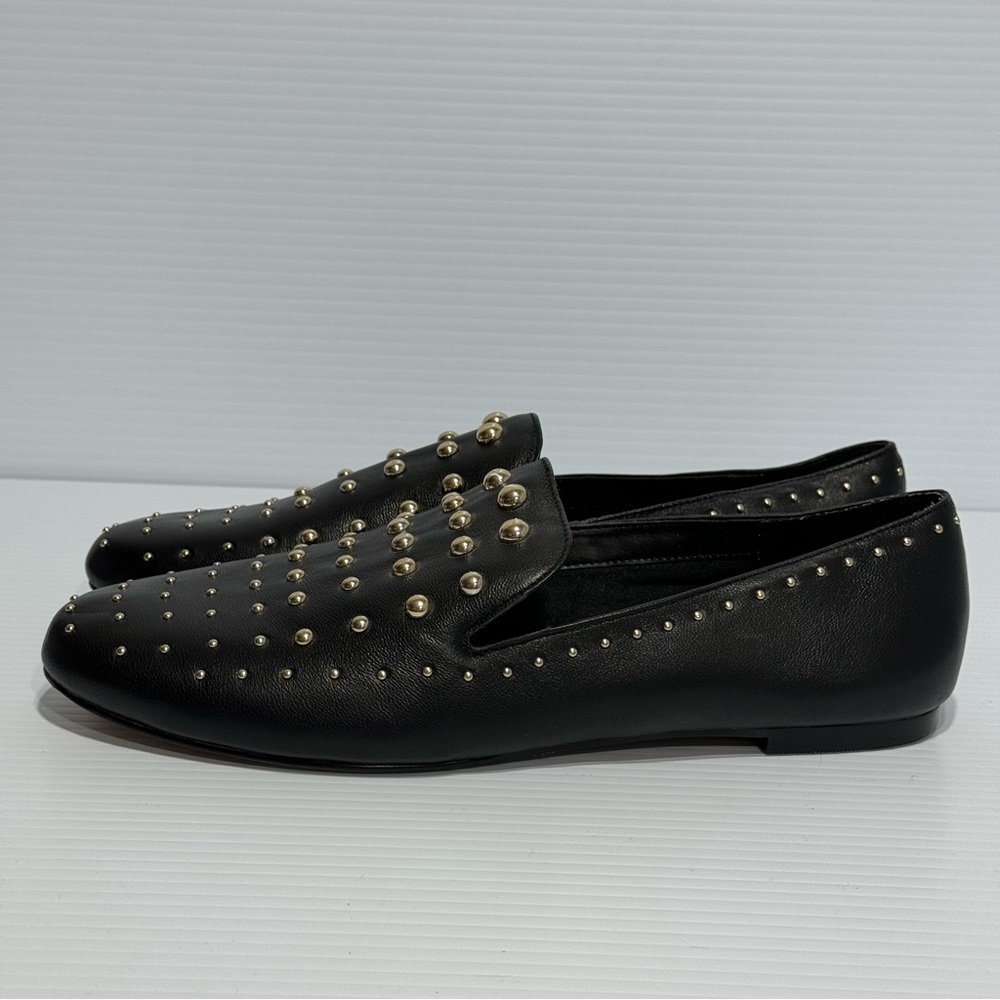 Chicos Black Studded Leather Loafers Size 10 1/2 - Picture 7 of 12
